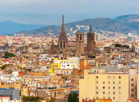 aerial view barcelona catalonia spain