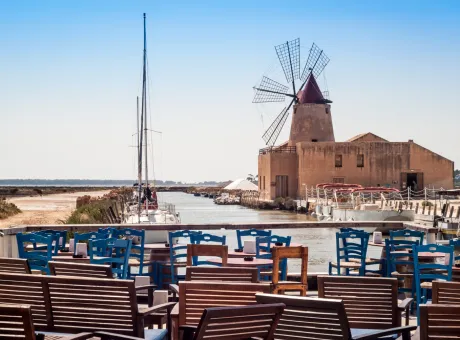 bar with view mozia salt flats old windmill marsala sicily
