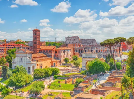 beautiful landscape colosseum rome one wonders world morning time view from roman forum