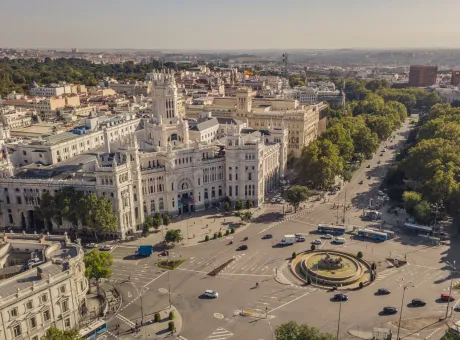 city hall madrid plaza de cibeles aerial view