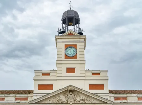famous clock puerta del sol madrid where end beginning new year is said goodbye