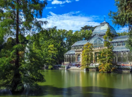 famous crystal palace retiro park madrid spain