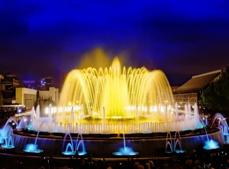 famous montjuic fountain barcelona spain
