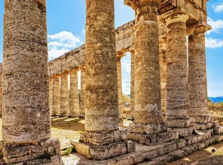 fragment doric temple segesta sicily island italy