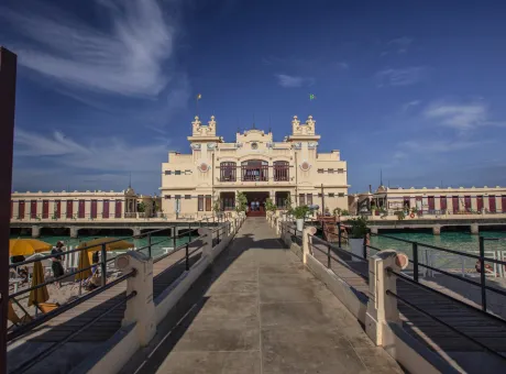 historic building mondello well known tourist resort palermo sicily
