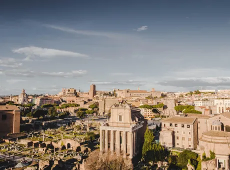 landscape roman forum blue sky sunlight rome italy