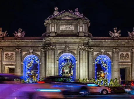 lights christmas decorations puerta de alcala madrid night