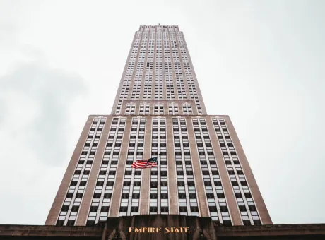 low angle shot empire state building new york usa