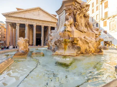 morning view famous pantheon roman temple rome