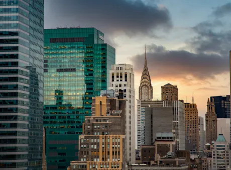 new york cityscape sunset