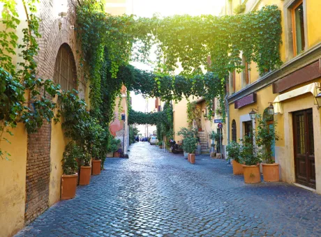 old street trastevere rome italy