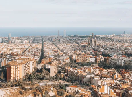 panoramic view city barcelona from carmel s bunkers