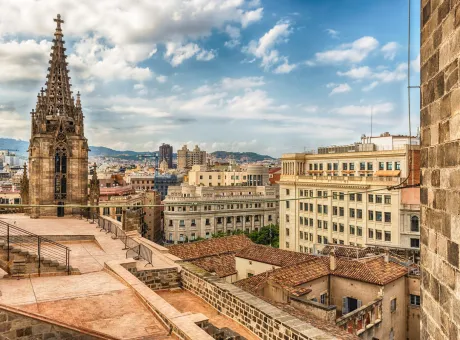 panoramic view from top barcelona cathedral catalonia spain
