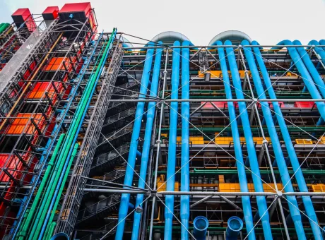 paris france april 06 2019 colorful facade center georges pompidou