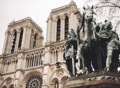 paris france notre dame de paris facade closeup sculpture