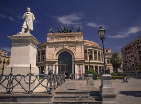 politeama garibaldi is located piazza ruggero settimo turn usually called piazza politeama center palermo name derives from greek