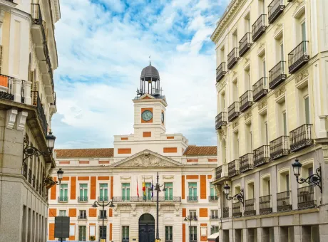 puerta del sol madrid with its neoclassical buildings last century