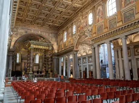 rome italy june 21 2018 panoramic view interior basilica di santa maria maggiore church santa maria maggiore it is papal major basilica largest catholic marian church rome