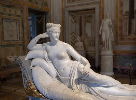 rome italy june 22 2018 baroque marble sculpture pauline bonaparte by antonio canova galleria borghese villa borghese