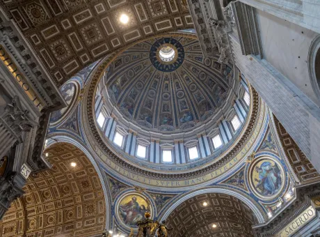 rome italy june 22 2018 panoramic view interior papal basilica st peter st peter s basilica it is italian renaissance church vatican city papal enclave within city rome