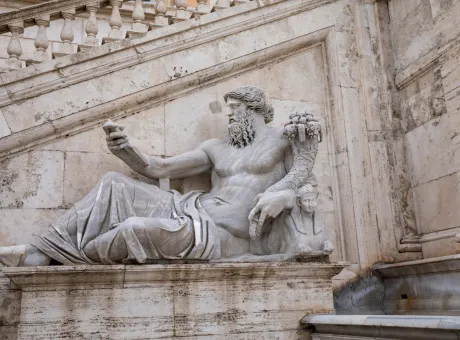 rome italy june 23 2018 view facade with sculpture palace senators palazzo senatorio piazza del campidoglio capitoline hill