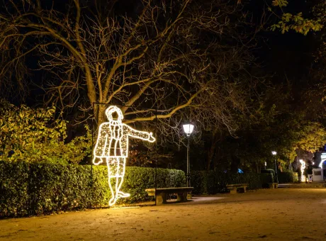 royal botanical garden madrid illuminated during christmas time