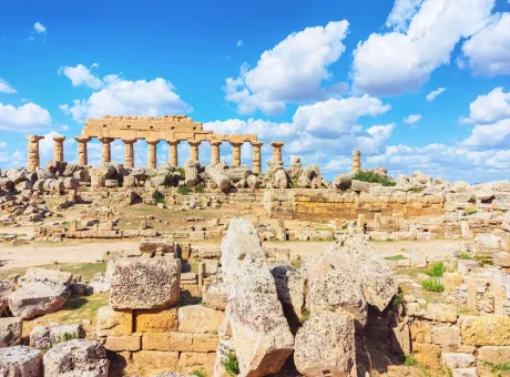 ruins doric acropolis with temple selinunte sicily italy 1