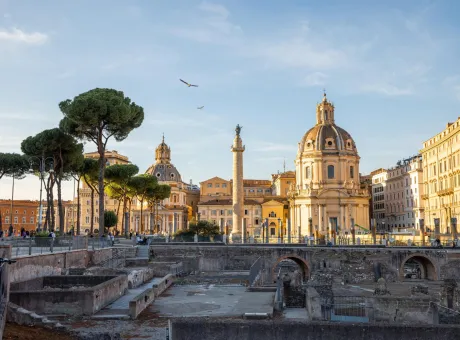 ruins roman forum rome sunset