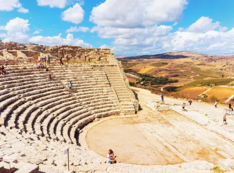 segesta italy september 19 2017 old theater segesta sicily italy