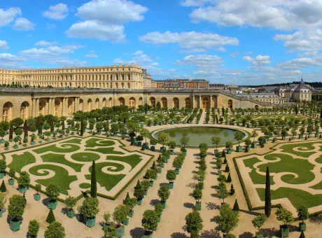 versailles palace exterior near paris france this view shows orangerie with citrus fruit trees