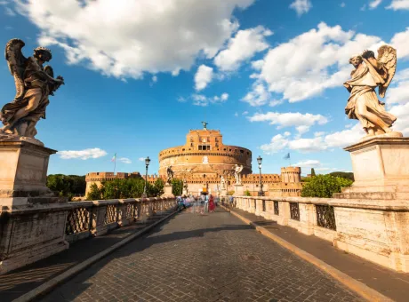 view from sant angelo bridge castle roma lazio italy