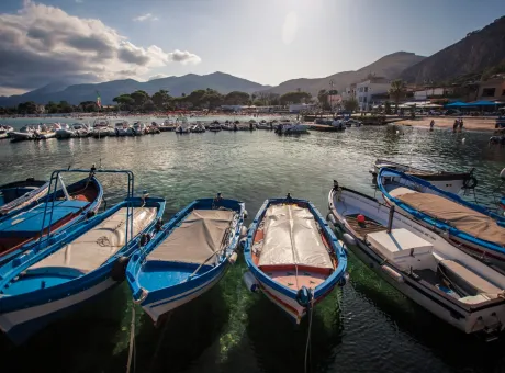 view mondello where you can see sea boats whole panorama background 1