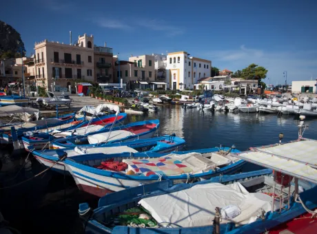 view mondello where you can see sea boats whole panorama background