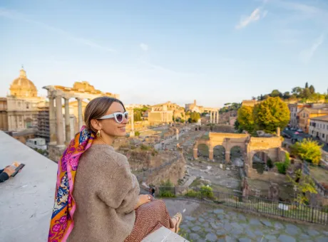 woman enjoying view roman forum rome 1